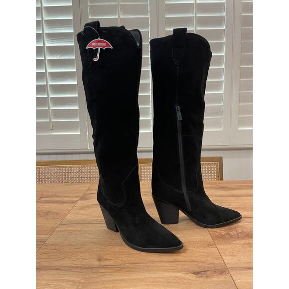 Blondo Women's Wylde Tall Boots Black Suede Size 6.5 NWT Waterproof Pointed Toe - Picture 3 of 13